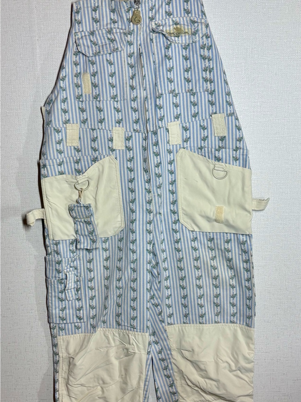 Garden Girl Sweden Overalls Floral Stripe Utility Workwear Cottagecore EU44/12